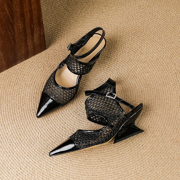 Velour Genuine Leather Slingbacks