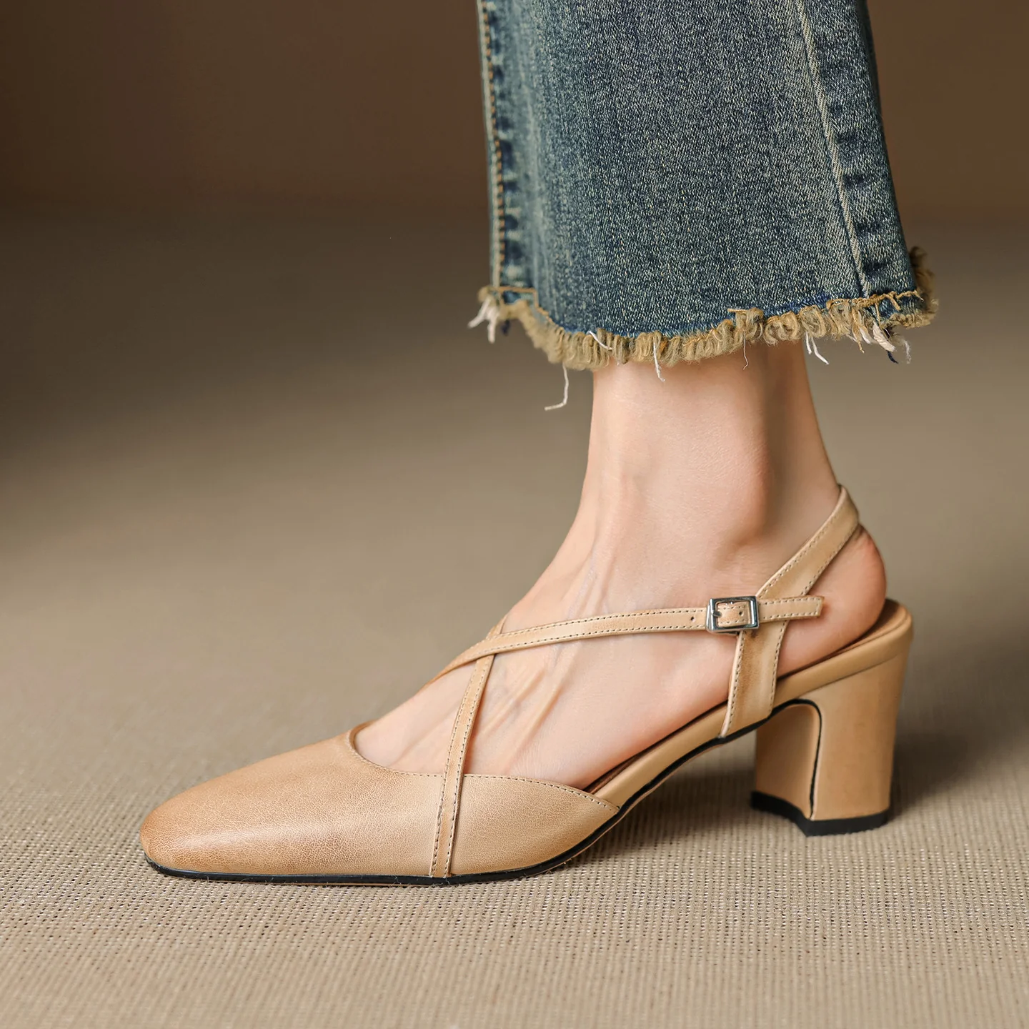 Blenza Genuine Leather Slingbacks