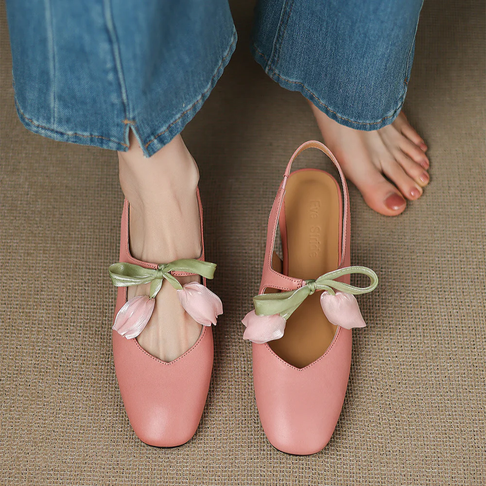 Tulip Genuine Leather Slingbacks