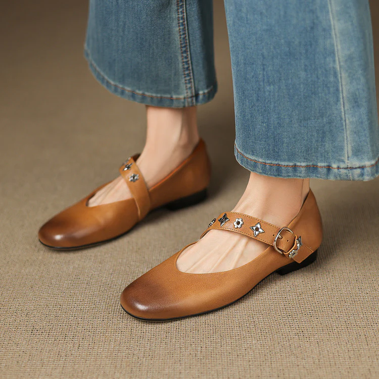 Elda Genuine Leather Flats