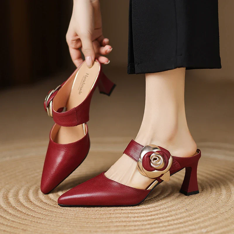 Garnet Genuine Leather Heels