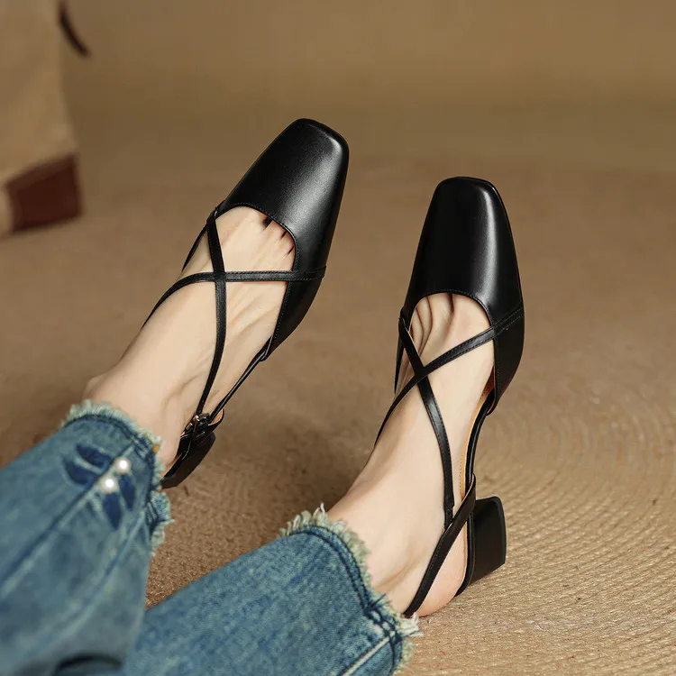 Elavie Genuine Leather Heels