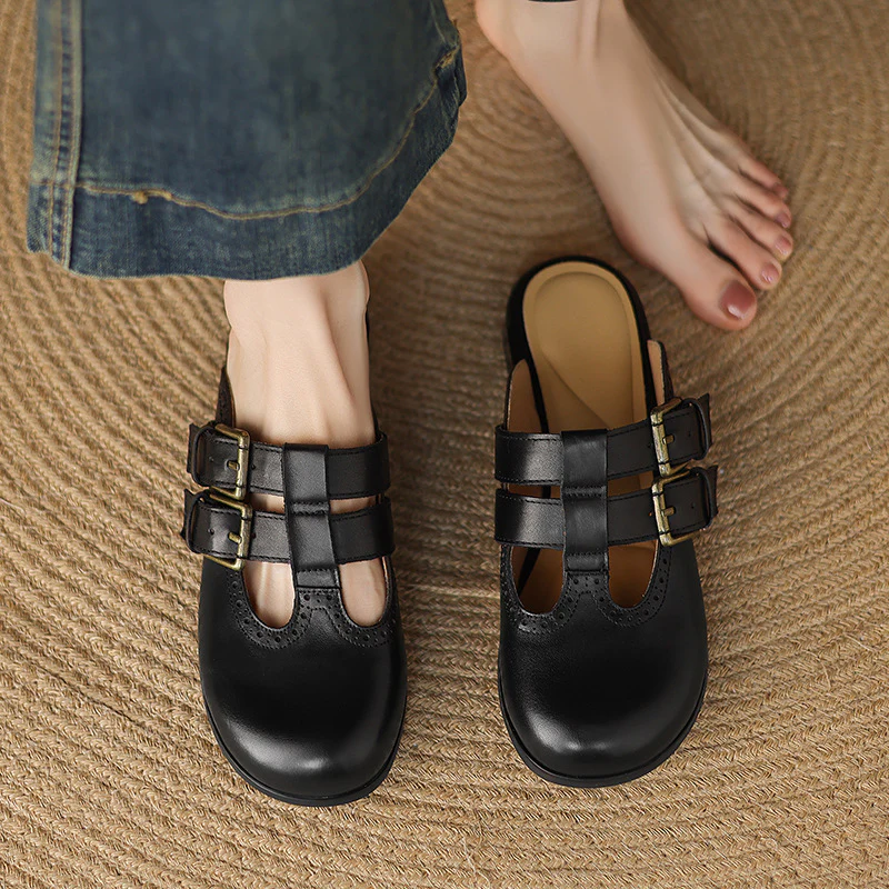 Elin Genuine Leather Mules