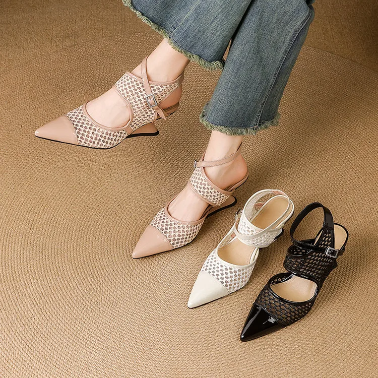 Velour Genuine Leather Slingbacks