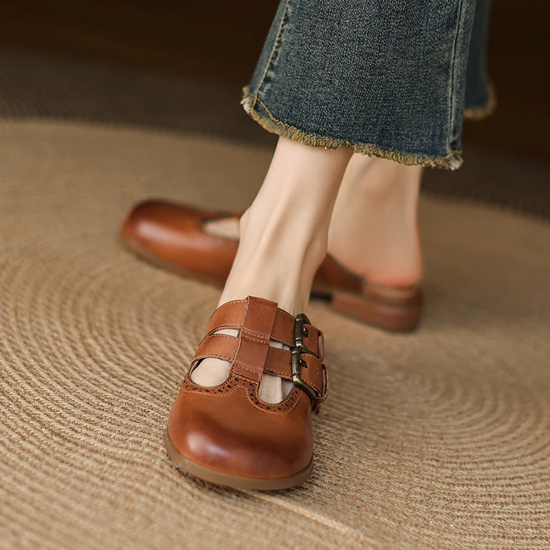 Elin Genuine Leather Mules