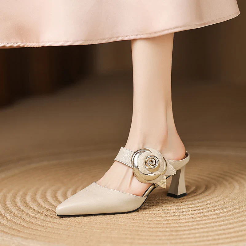 Garnet Genuine Leather Heels