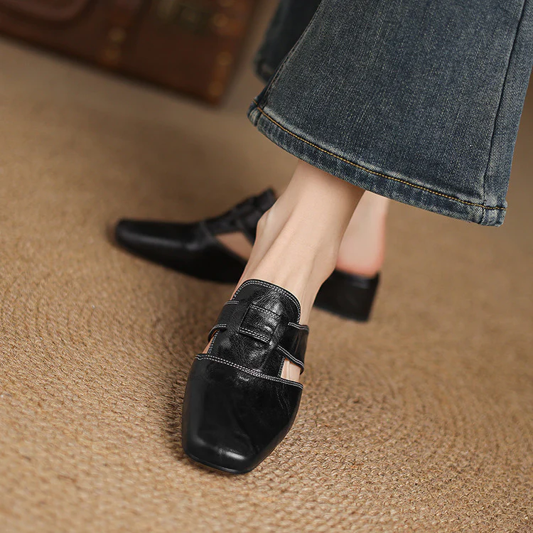 Ivora Genuine Leather Mules