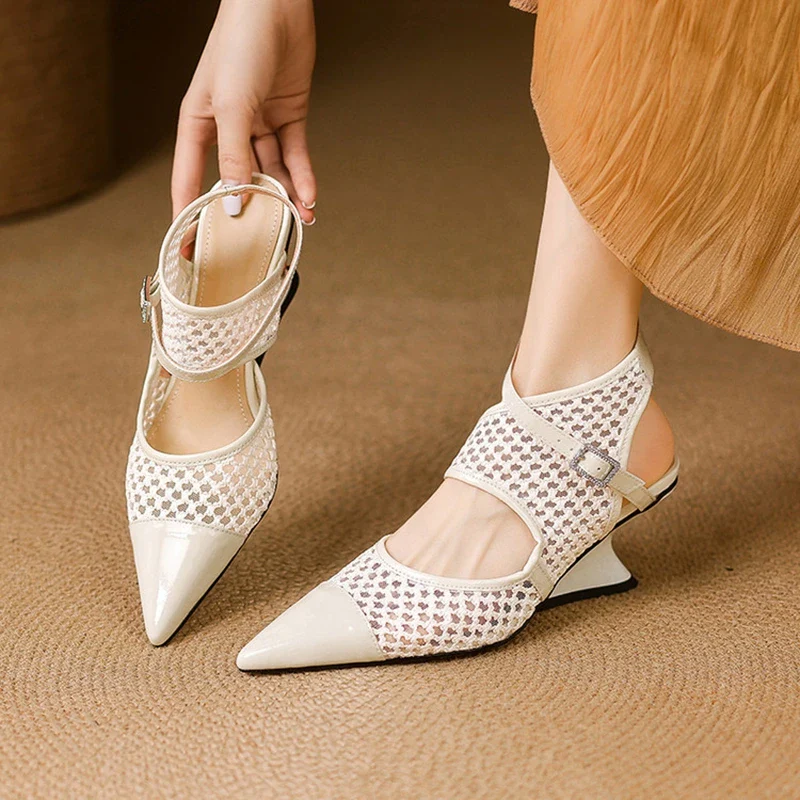 Velour Genuine Leather Slingbacks