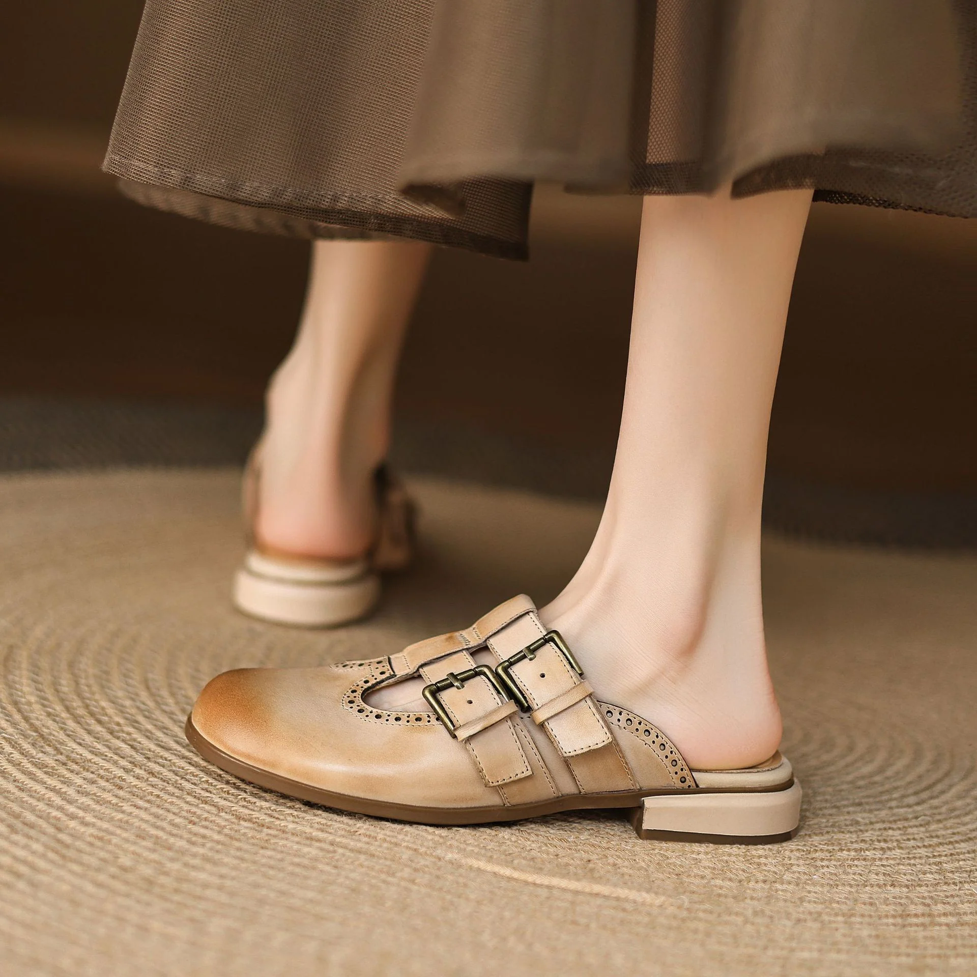 Elin Genuine Leather Mules