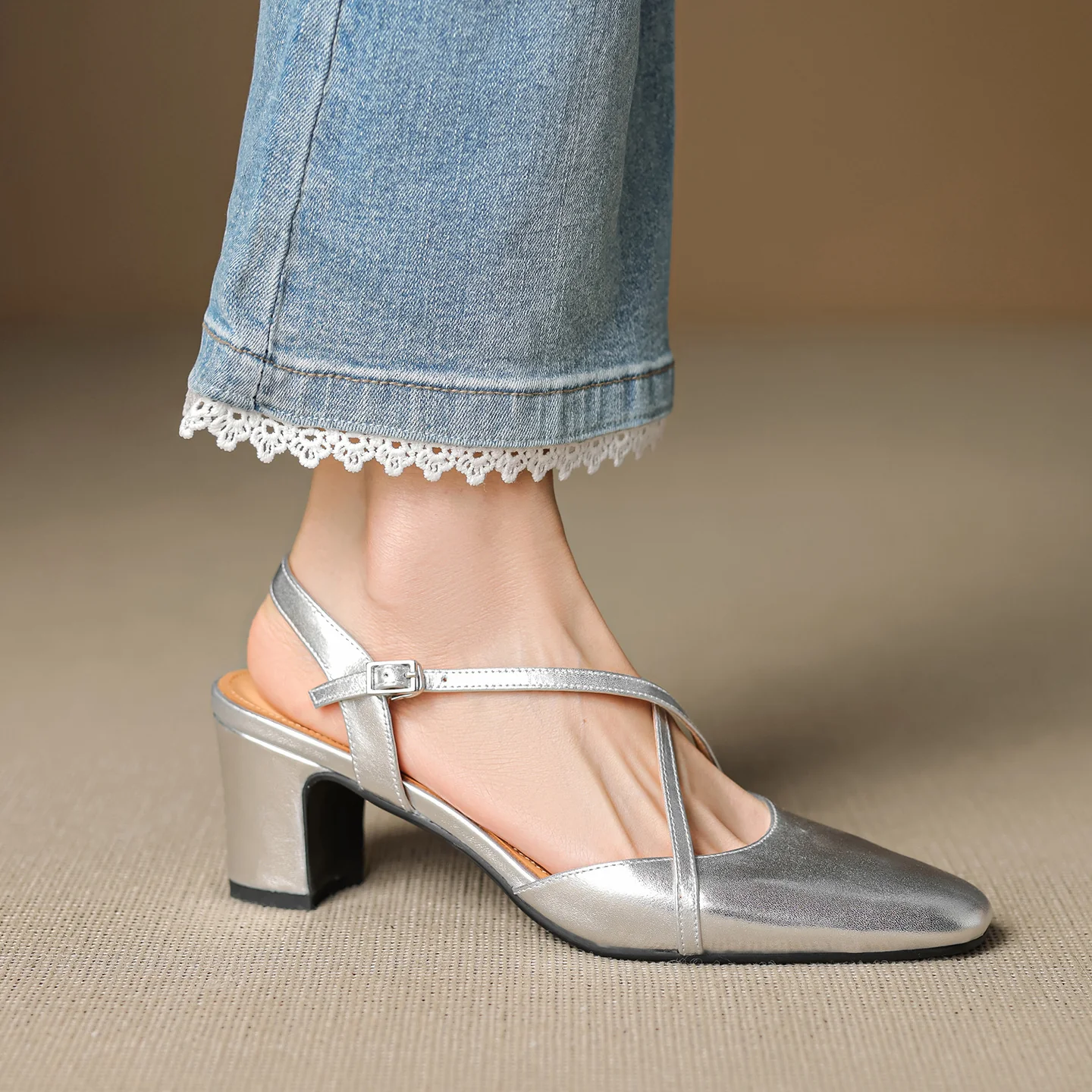 Blenza Genuine Leather Slingbacks