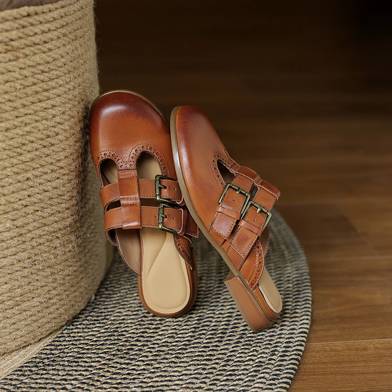 Elin Genuine Leather Mules
