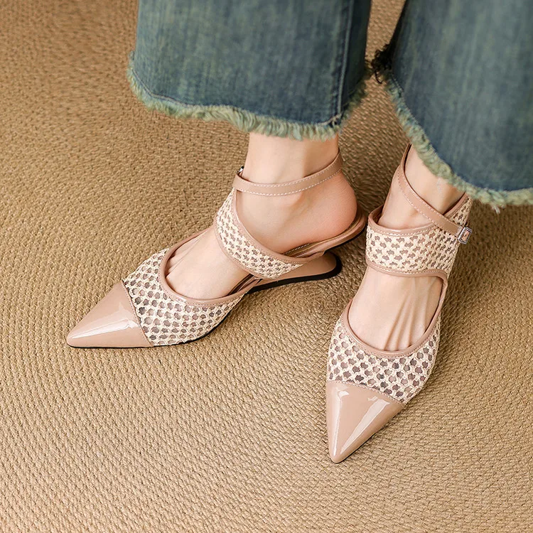 Velour Genuine Leather Slingbacks