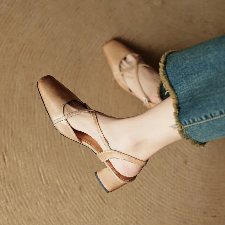 Elavie Genuine Leather Heels