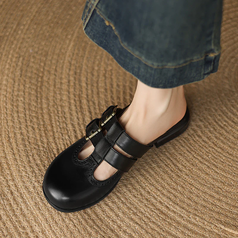 Elin Genuine Leather Mules