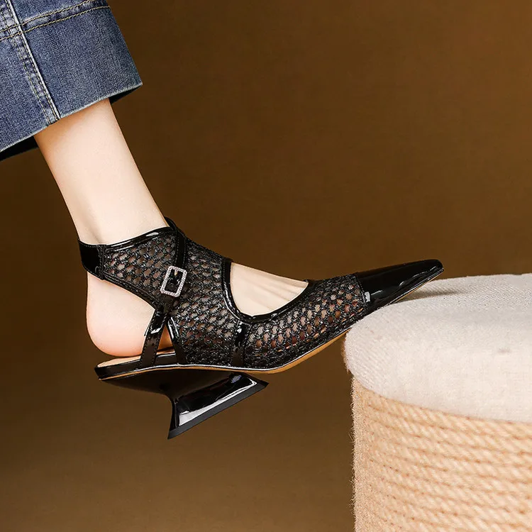 Velour Genuine Leather Slingbacks