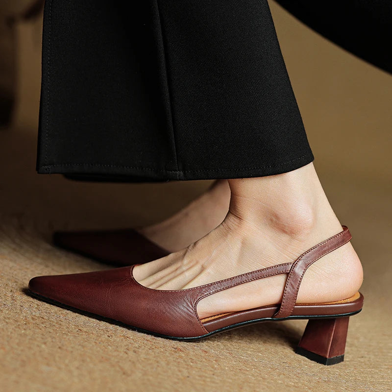 Neera Genuine Leather Slingbacks