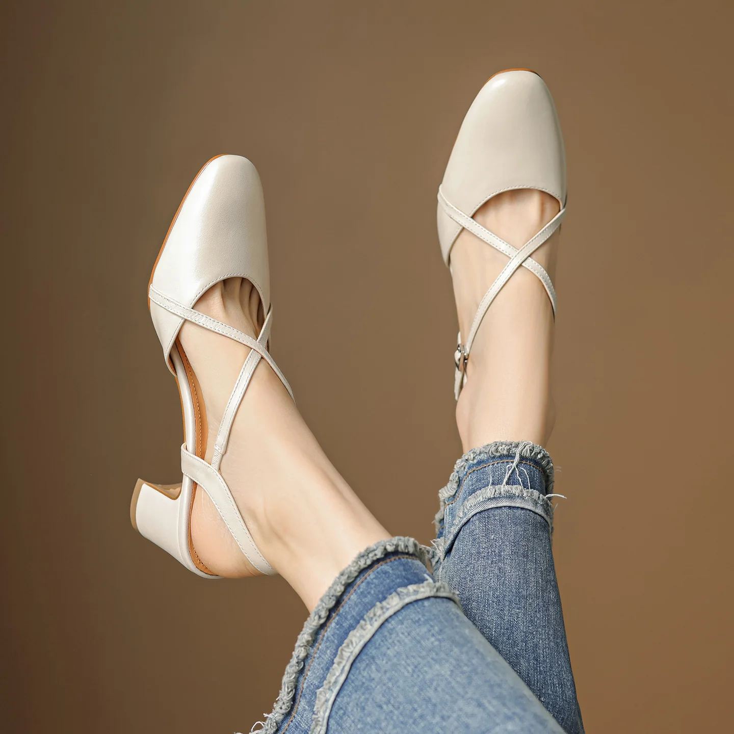 Blenza Genuine Leather Slingbacks