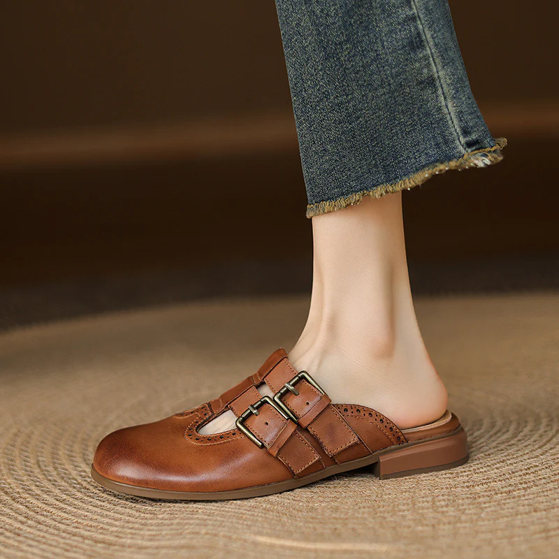 Elin Genuine Leather Mules