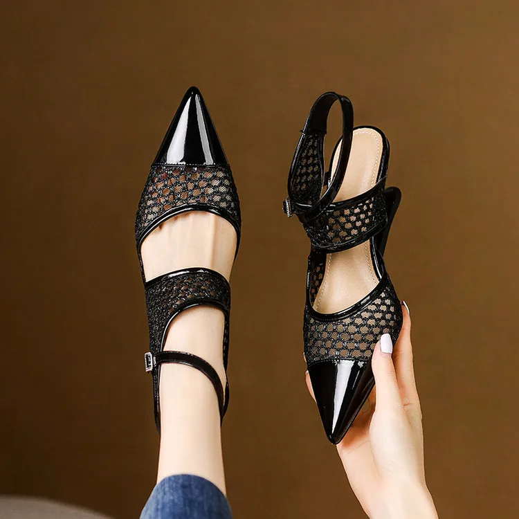 Velour Genuine Leather Slingbacks