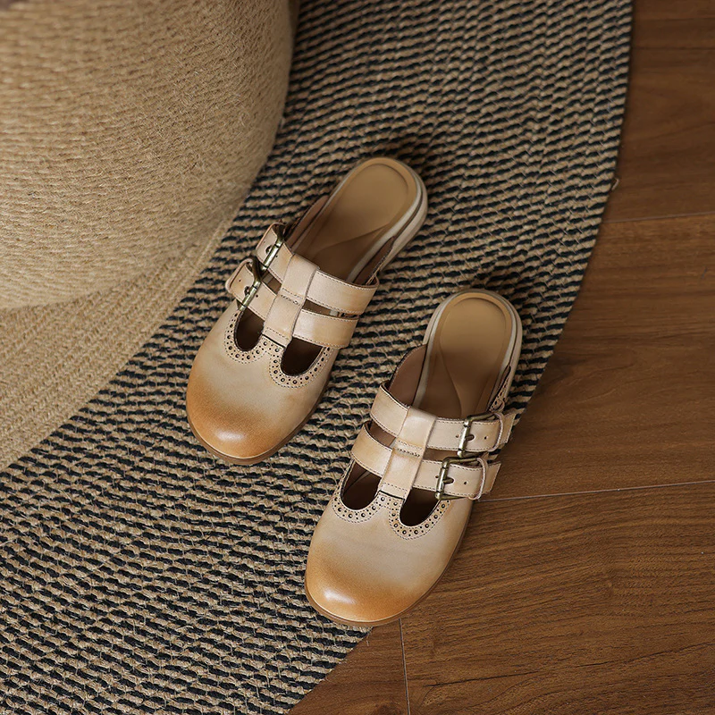 Elin Genuine Leather Mules