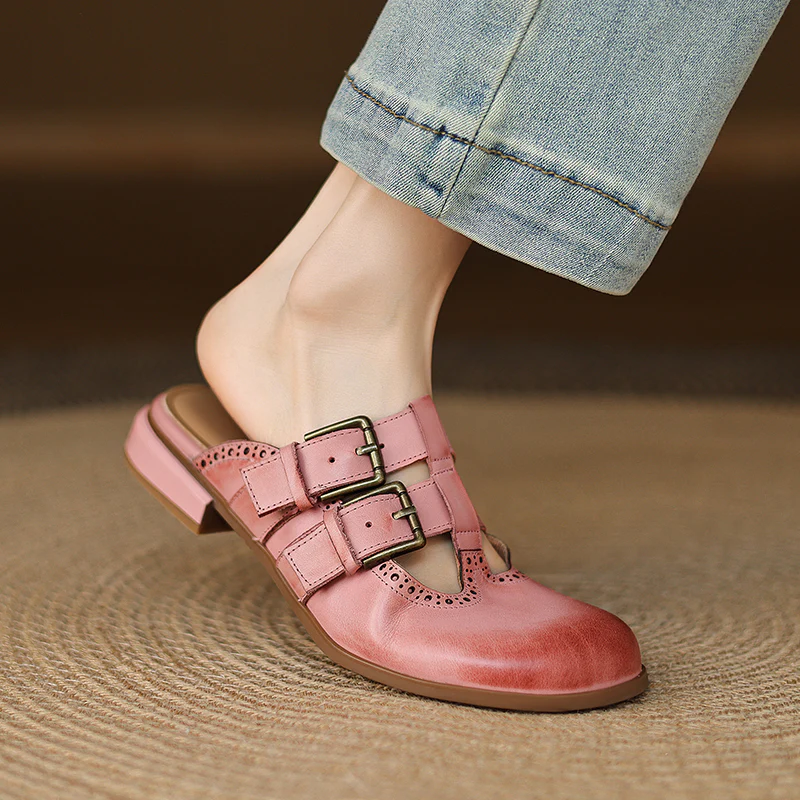 Elin Genuine Leather Mules