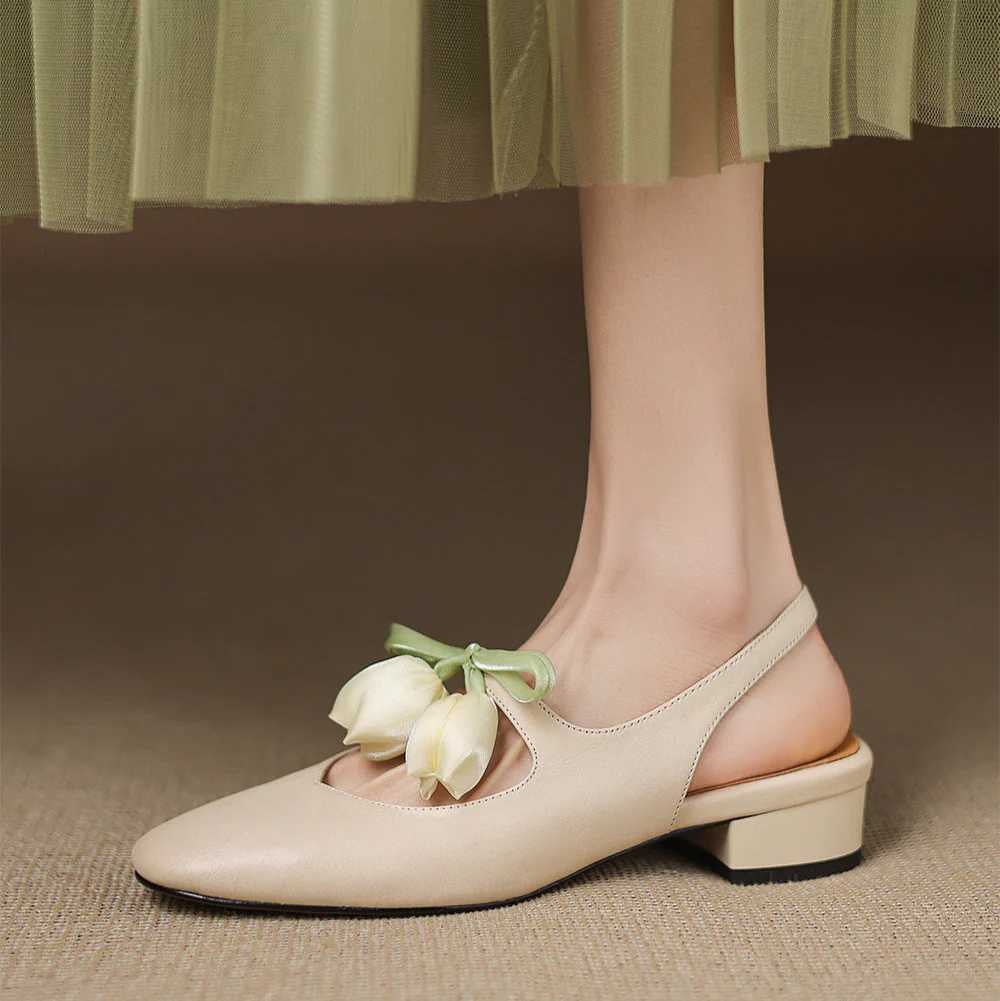 Tulip Genuine Leather Slingbacks