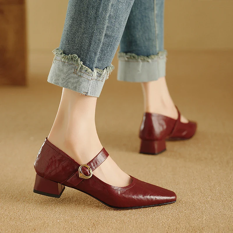 Merlot Genuine Leather Heels